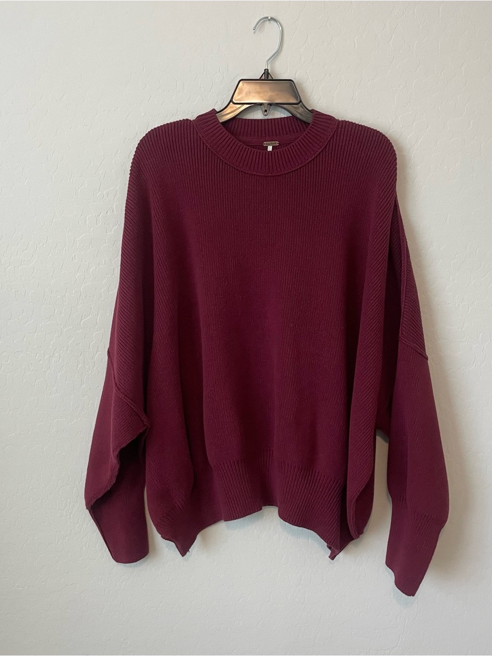 Free People Easy Street Tunic Oversized Sweater Berry L